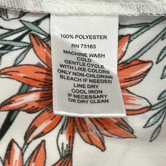 Cupio Floral Kimono Cardigan Top Open Front Boho Striped Navy Trim Size L - Picture 8 of 9